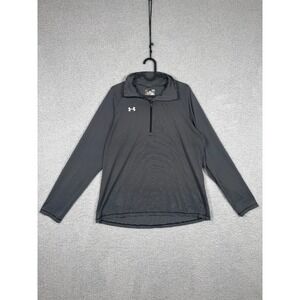 Under Armour Gray‎ Striped Long Slv 1/4 Zip Mens L Loose Heatgear